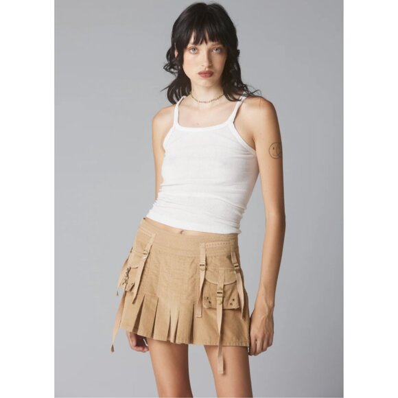 UNIF Hack tan corduroy tactical mini skirt - Picture 1 of 13